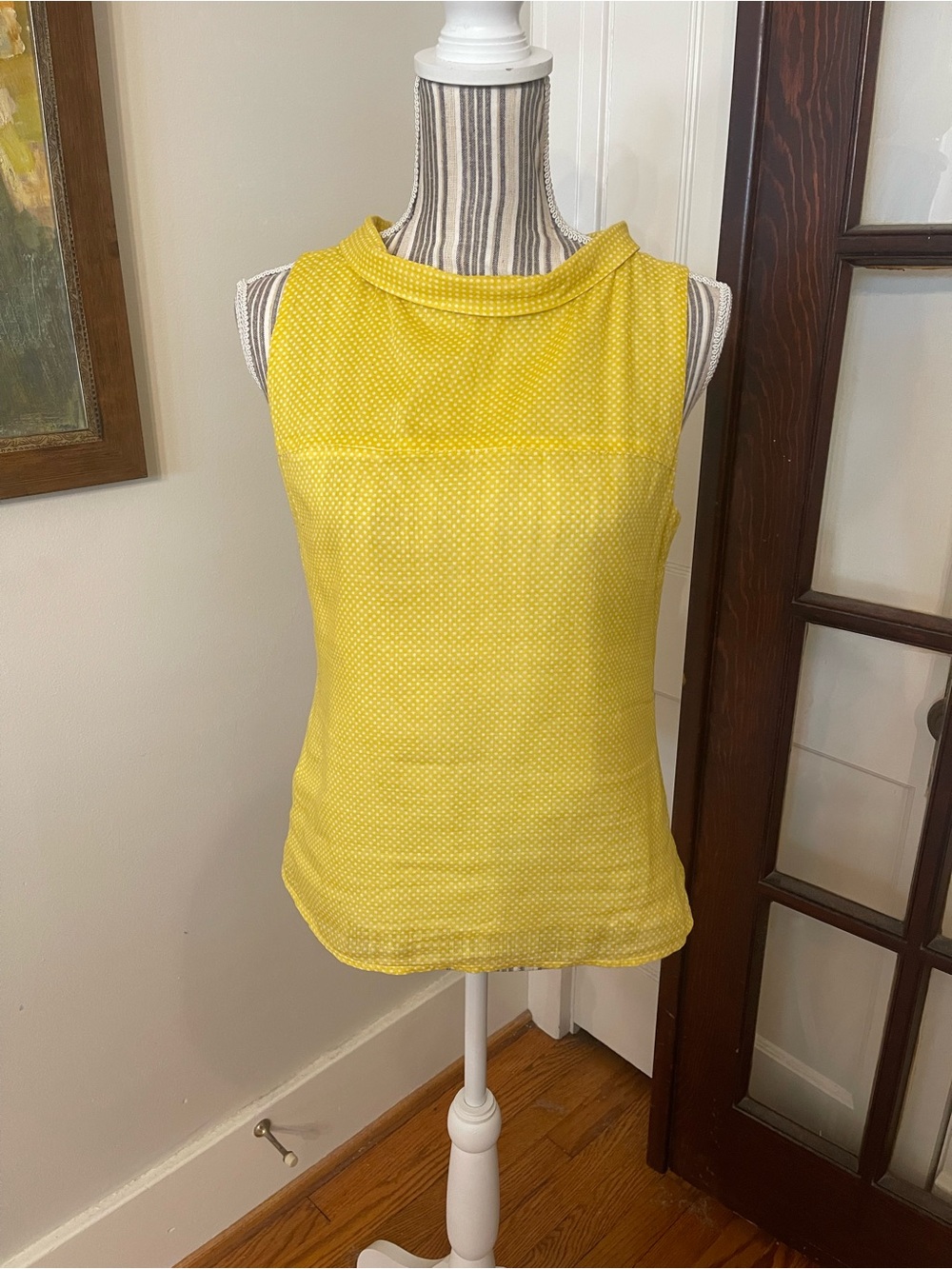 J. Crew Yellow Polka Dot Sleeveless Shell Top with Lining